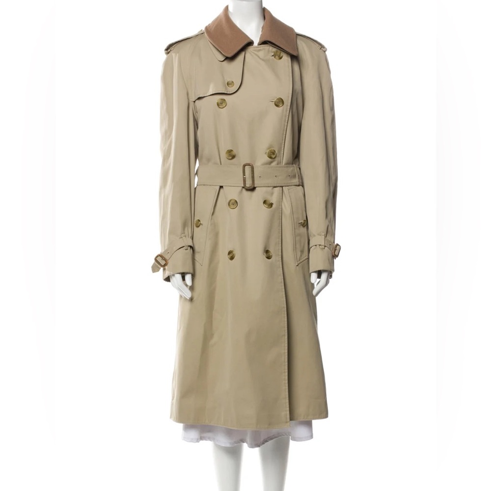 Burberry Beige Trench Coat with Brown Collar